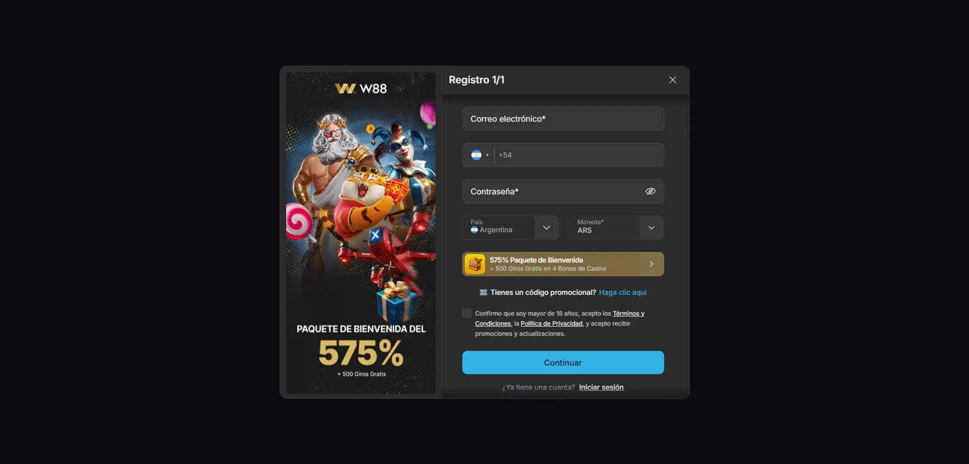 w88 Casino registration